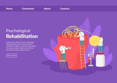 Psikolojik yardım, tedavi ve rehabilitasyon vektörü çizimi.