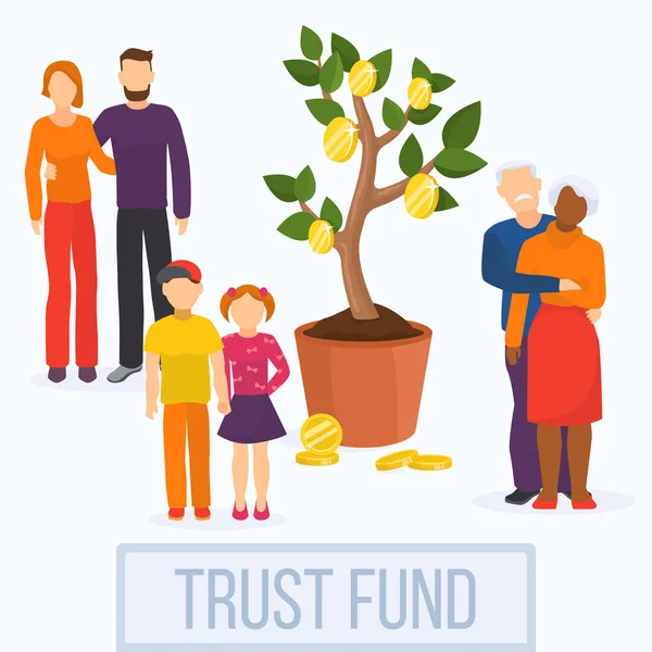 Geldbeleggingen business concept financieel trustfonds vector illustratie. — Stockvector