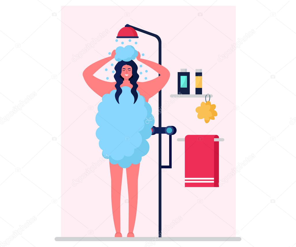 Hygienic Body Care Character Woman Wash Organism Isolated On White Flat Vector Illustration Female Take Bathroom Shower Cabin Cheerfully Girl Clean Up Bathtub Towel And Skin Care Stuff Premium Vector In,Elementary School Graduation Gifts