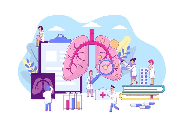 Pneumonia doença pulmonar, ilustração vetorial. Doenças respiratórias dos órgãos, diagnóstico médico, tratamento por médico profissional . —  Vetores de Stock