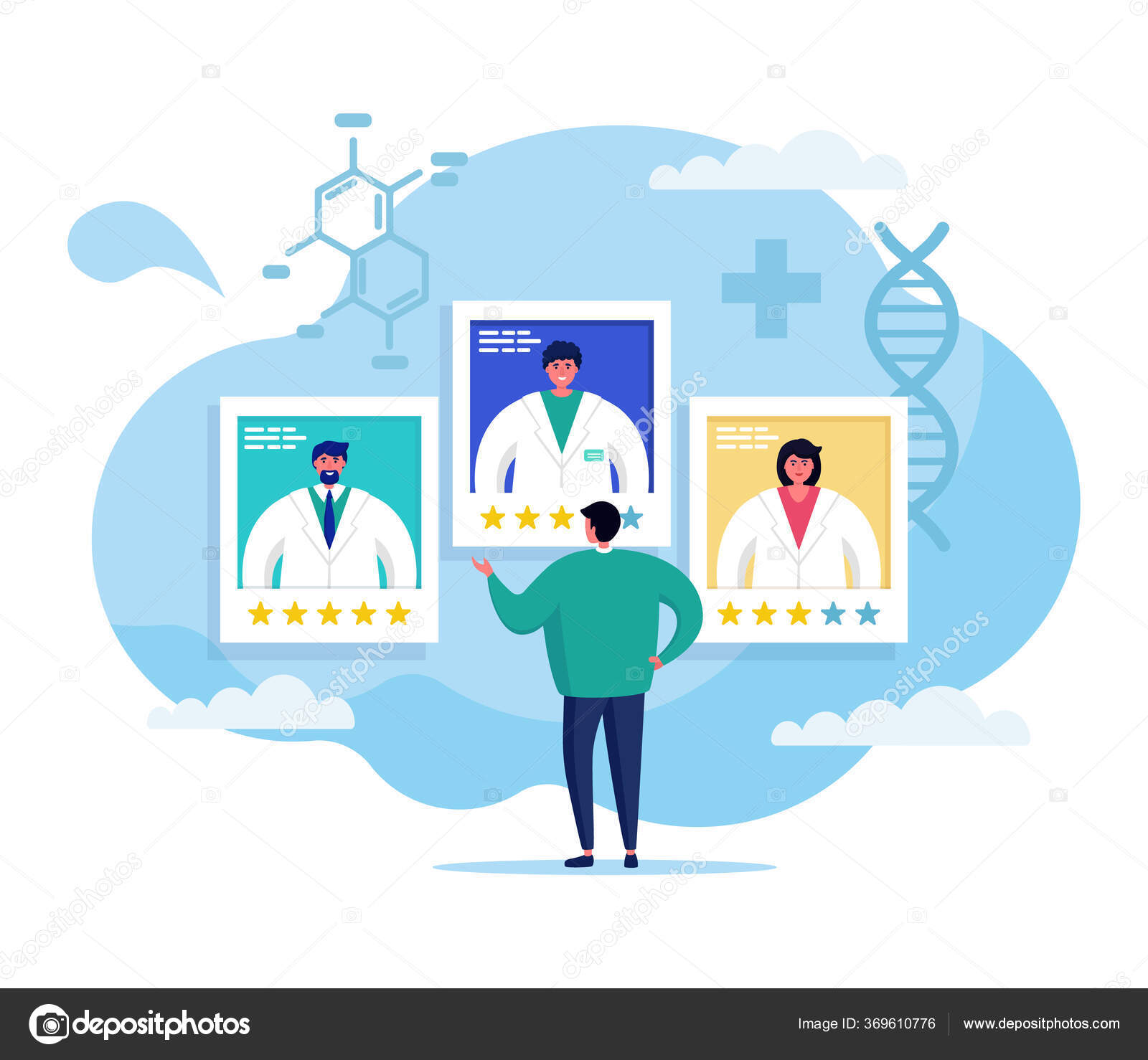 Personagem de desenho animado de ilustração da equipe médica e
