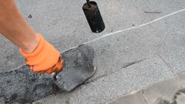 Flat roof repair waterproofing — Stock Video