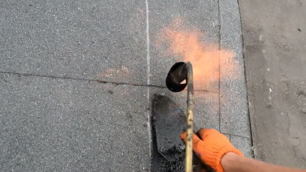 Flat roof repair waterproofing — Stock Video