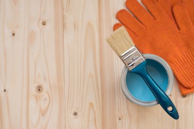 fırça, eldiven ve boya