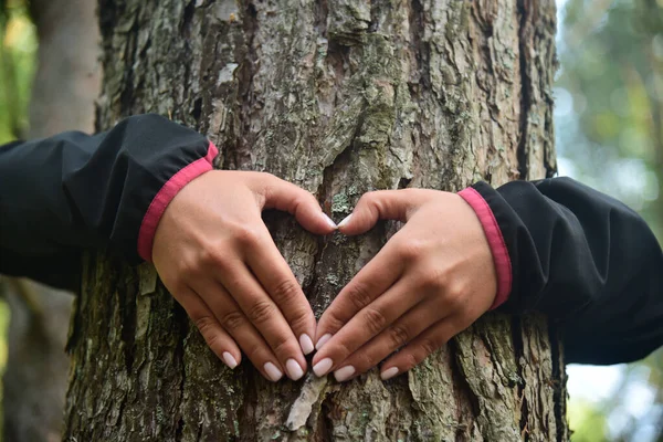 Las manos femeninas con manicura haciendo un corazón — Foto de Stock