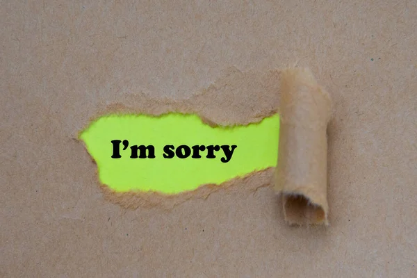 Im sorry word written under torn paper — Stock Photo, Image