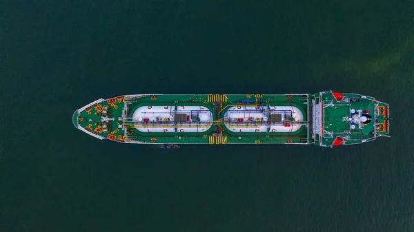 Aerial top view LPG tanker, Business logistic import and export