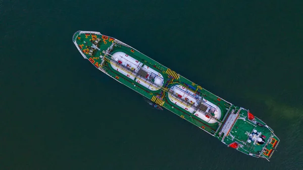 Aerial top view LPG tanker, Business logistic import and export — Stock Photo, Image