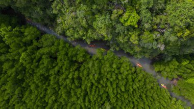 Ao Tha Yolu 'nun havadan görünüşü Krabi yakınlarında, Ao Tha Lane' de ünlü bir yer. 