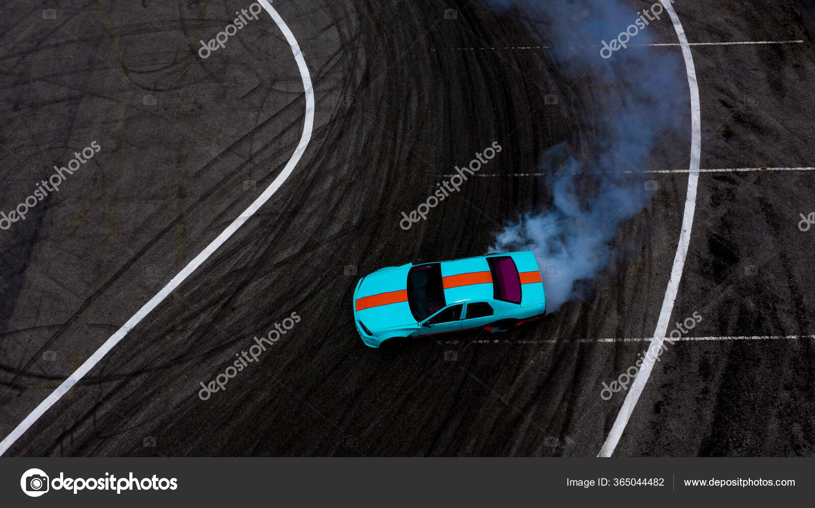 Aerial Top View Car Drifting Asphalt Race Track Lots Smoke Stock Photo by  ©avigatorphotographer.gmail.com 365044482