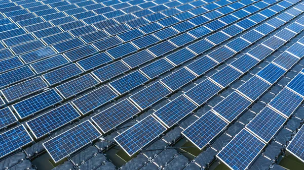 Paneles Solares Vista Aérea Filas Celdas Solares Silicio Policristalino Fotovoltaicos — Foto de Stock