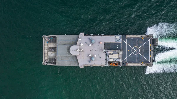 Aerial View Navy Military Ship Open Sea Aerial View Amphibious — Stock Photo, Image