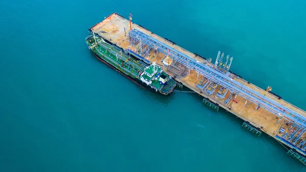 Carregamento Navio Tanque Vista Porto Cima Navio Tanque Logística Importação — Fotografia de Stock