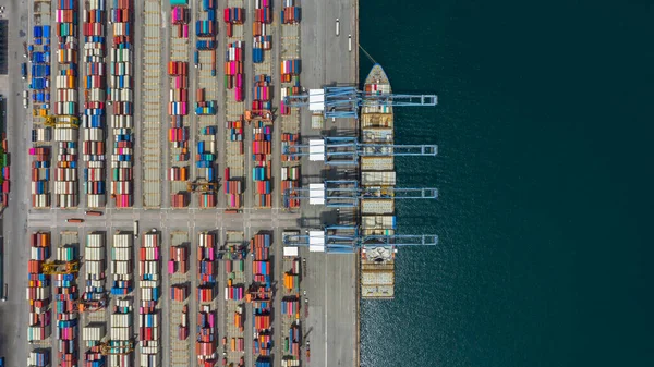 Terminal Navio Carga Vista Aérea Guindaste Descarga Terminal Navio Carga — Fotografia de Stock