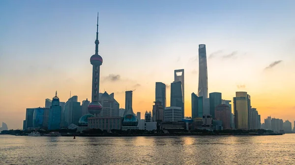 Shanghai Skyline Wolkenkrabber Shanghai Moderne Stad China Aan Huangpu Rivier — Stockfoto