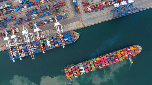 Terminal Navio Carga Vista Aérea Guindaste Descarga Terminal Navio Carga — Fotografia de Stock