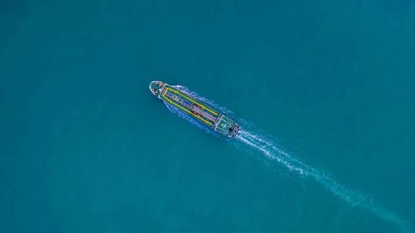 Tanker Ship Port Oil Terminal Tanker Ship Loading Aerial View — Stock Photo, Image