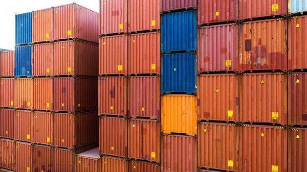 Kontener Stos Tło Stos Kontenera Logistic Import Eksport Działalności Powyżej — Zdjęcie stockowe