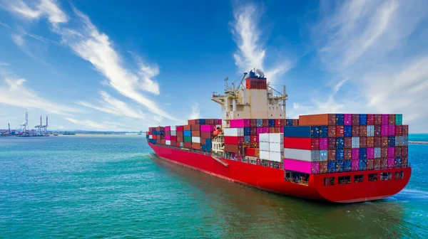 Kapal Kargo Kontainer Kapal Maritim Pengiriman Barang Bisnis Global Impor — Stok Foto