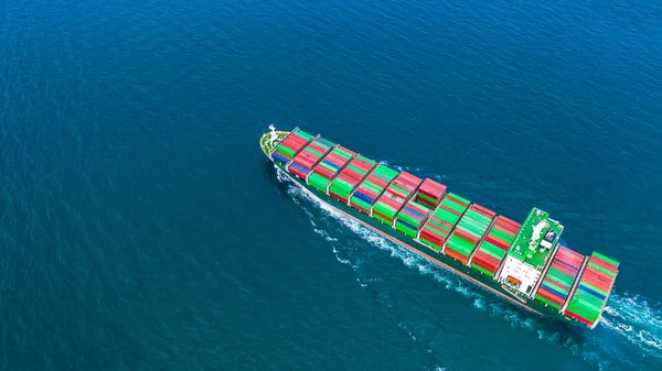 Containerschiffe Mit Containern Für Import Und Export Geschäftslogistik Und Gütertransport — Stockfoto