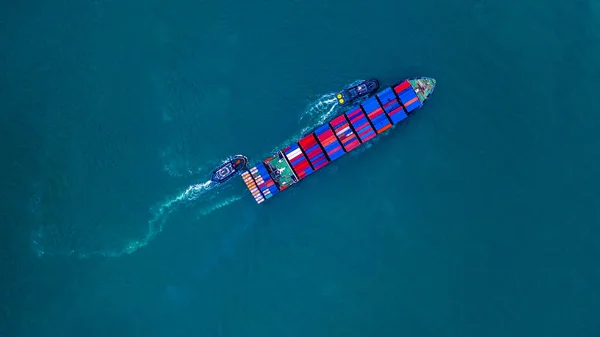 Containerschiffe Mit Containern Für Import Und Export Geschäftslogistik Und Schiffstransport — Stockfoto
