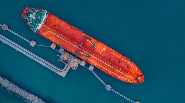 Luchtfoto Van Industriële Vrachttanker Viww Luchtolie Chemicaliëntanker Haven — Stockfoto