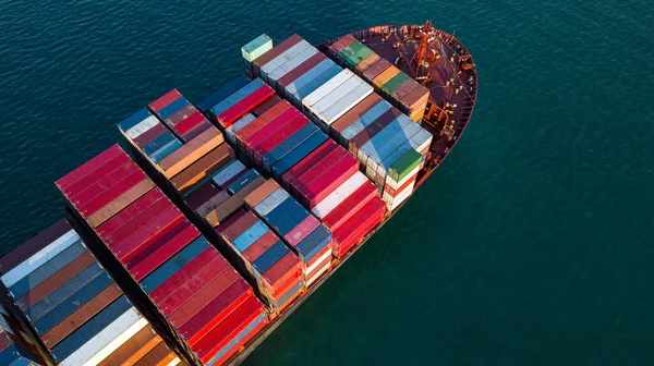 Containerschiffe Mit Containern Für Import Und Export Geschäftslogistik Und Schiffstransport — Stockfoto