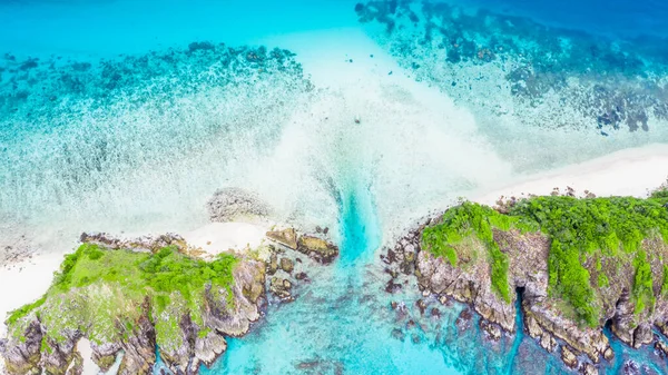 Вид Воздуха Красивый Тропический Пляж Белым Песком Точка Подводного Плавания — стоковое фото
