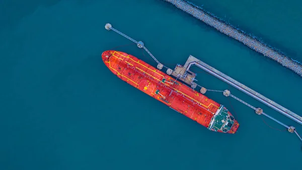 Endüstriyel Kargo Tankerinin Hava Görüntüsü Limandaki Aerial Viww Petrol Kimyasal — Stok fotoğraf