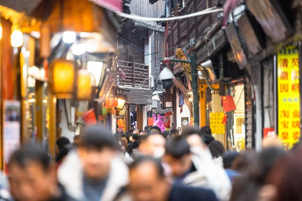 Китай Dec 2019 Street View Market Zhujiajiao Ancient Town Located — стоковое фото