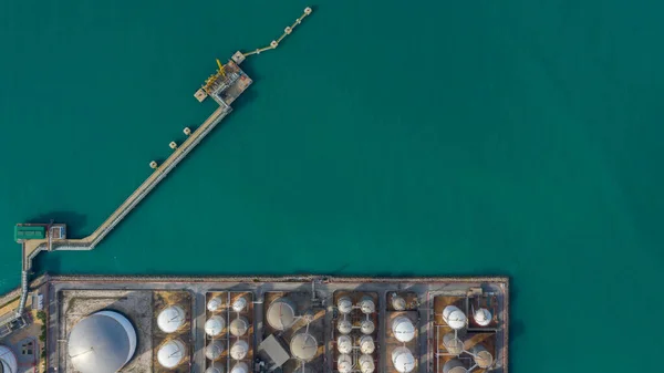 Vista Aérea Terminal Del Tanque Con Mucho Tanque Almacenamiento Aceite —  Fotos de Stock