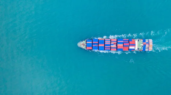 Luftbild Frachtcontainerschiffe Mit Containern Für Import Und Export Geschäftslogistik Und — Stockfoto