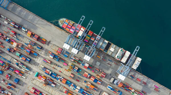 Nave Portacontainer Vista Aerea Che Trasporta Container Import Export Business — Foto Stock