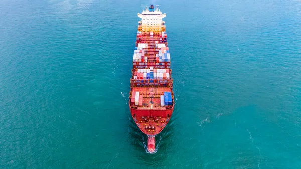 Nave Portacontainer Vista Aerea Trasporto Container Importazione Esportazione Logistica Aziendale — Foto Stock