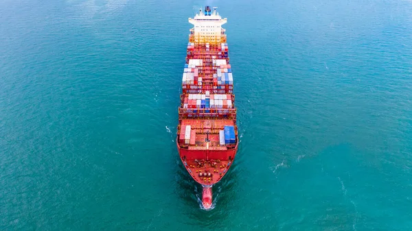 Aerial View Container Ship Carrying Container Import Export Business Logistic — Stock Photo, Image