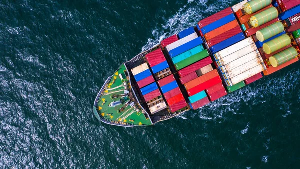 Nave Carico Container Che Trasporta Container Importazione Esportazione Merci Commerciali — Foto Stock