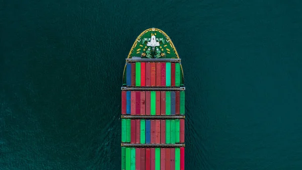 Container Ship Carrying Container Import Export Aerial View Business Logistic — Stock Photo, Image