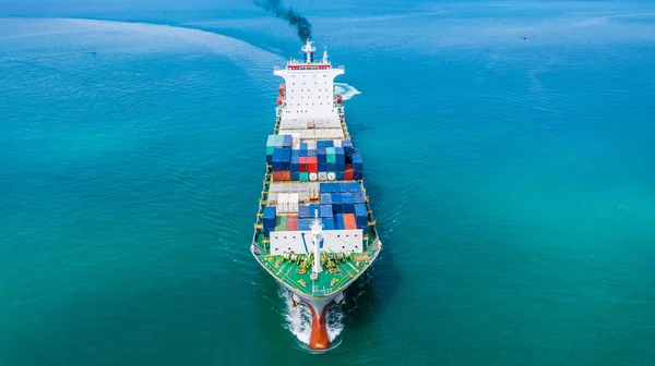 Container Schip Met Container Voor Import Export Aerail Bekijken Business — Stockfoto