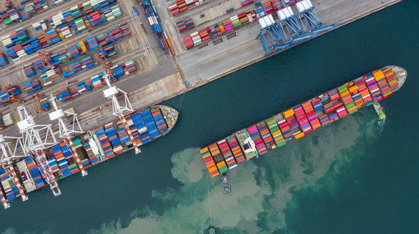 Terminal Navio Carga Vista Aérea Guindaste Descarga Terminal Navio Carga — Fotografia de Stock