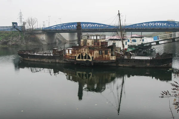 Cetate Dolj County Romania November 2009 Old Rusty Steamship Anchored — Stock Photo, Image