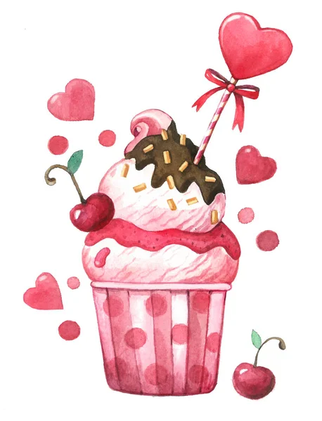 Suluboya cupcake Sevgililer günü