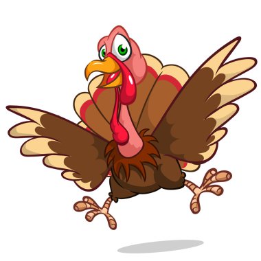 Cute turkey cartoon. Thanksgiving symbol. Vector illustration isolated on white background clipart