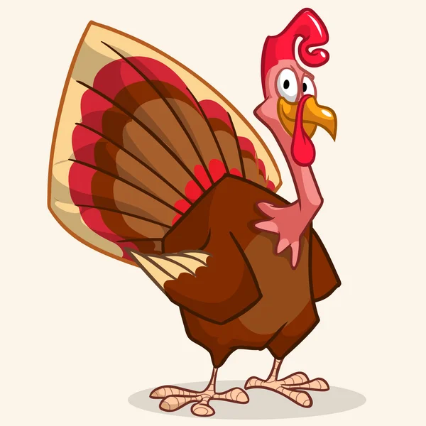 Thanksgiving happy turkey mascot isolated on white background. Vector illustration — Stock Vector