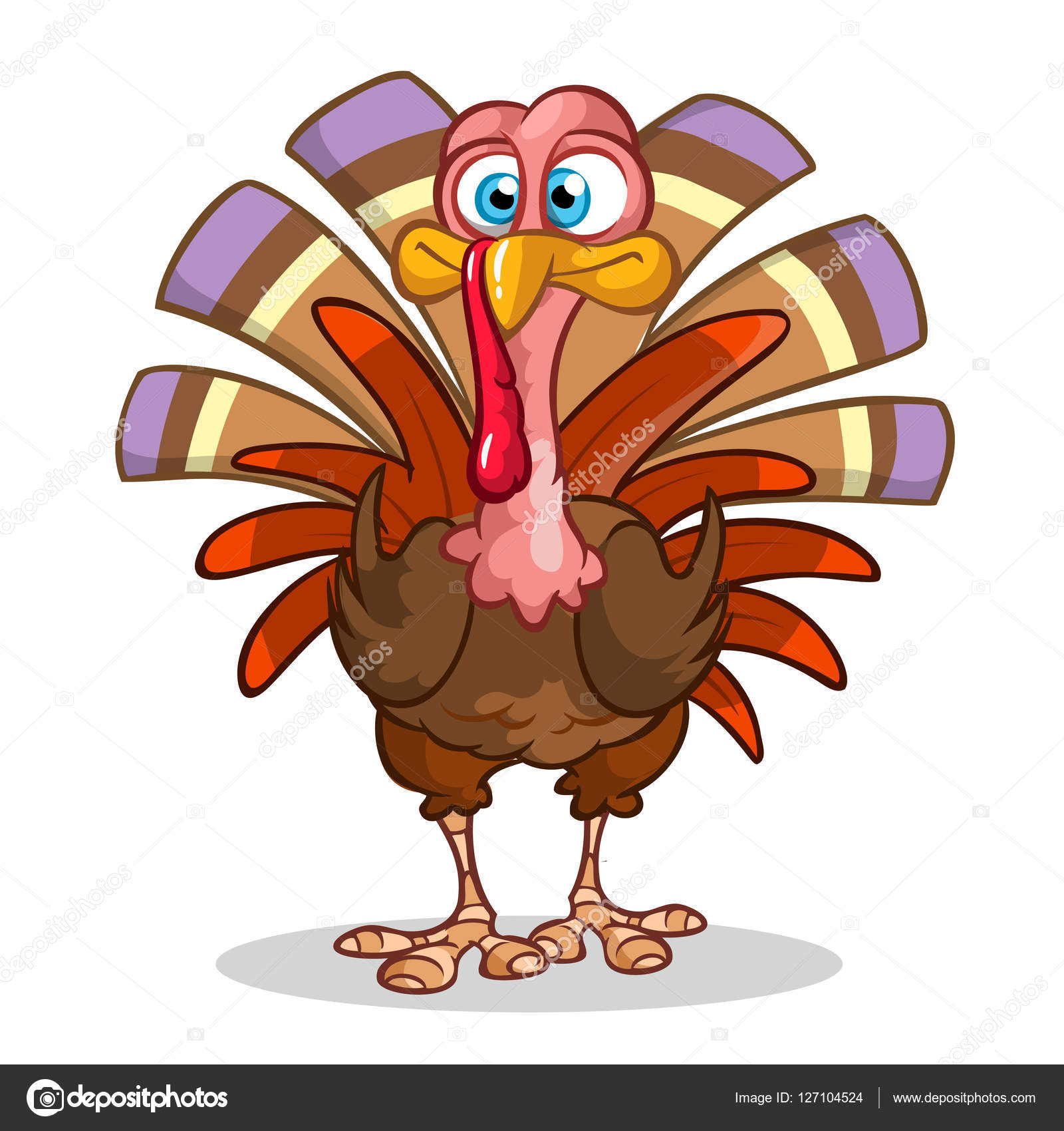 Cartoon Thanksgiving turkey isolated on white. Vector Stock Vector