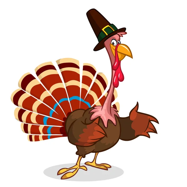 Thanksgiving Turkiet maskot viftande. Vektor karaktär isolerad på vit bakgrund — Stock vektor