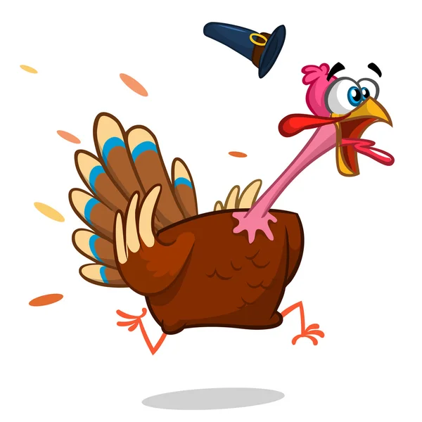 Turkey Escape Cartoon Mascot Character. Vector Illustration Isolated on white Stock Vector