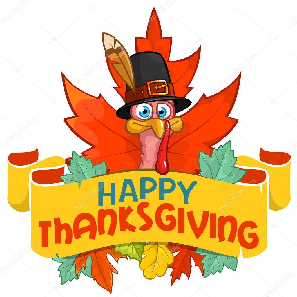 Thanksgiving turkey. Happy Thanksgiving Day. Stock Vector