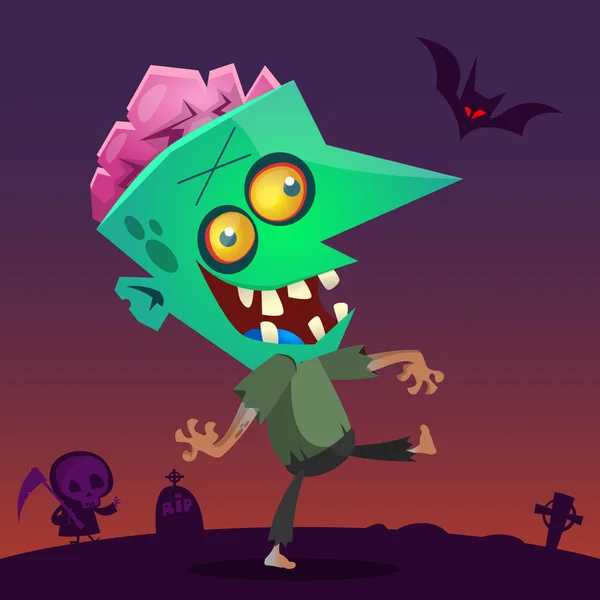 Cartoon Zombie. Halloween vectorillustratie — Stockvector