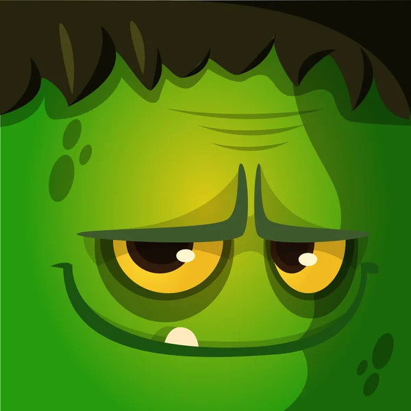 Dibujos animados monstruo zombi cara vector icono. Avatares cuadrados lindos para Halloween — Vector de stock