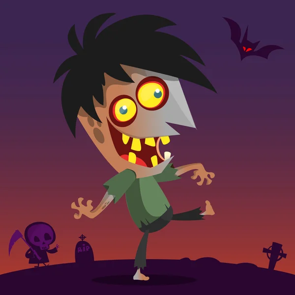 Cartoon Zombie. Illustrazione vettoriale Halloween — Vettoriale Stock